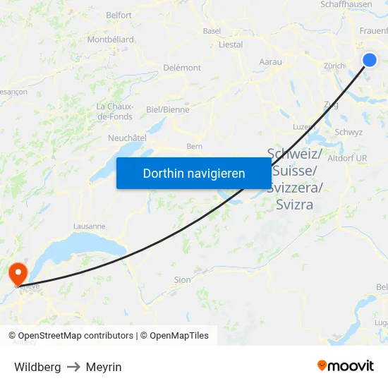 Wildberg to Meyrin map