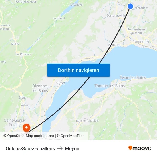 Oulens-Sous-Echallens to Meyrin map