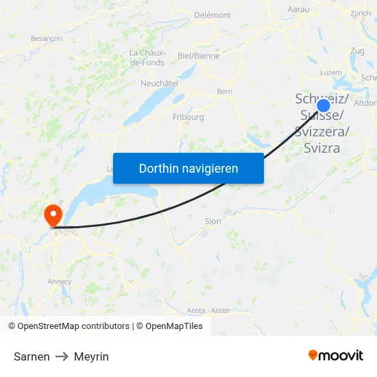 Sarnen to Meyrin map