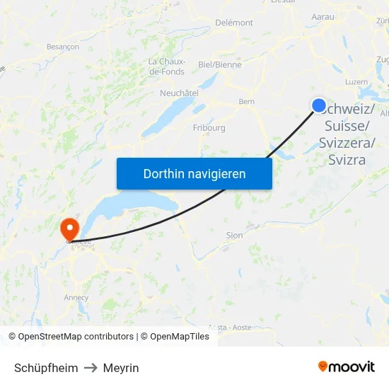 Schüpfheim to Meyrin map