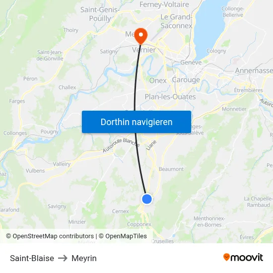 Saint-Blaise to Meyrin map