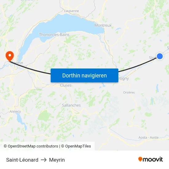 Saint-Léonard to Meyrin map