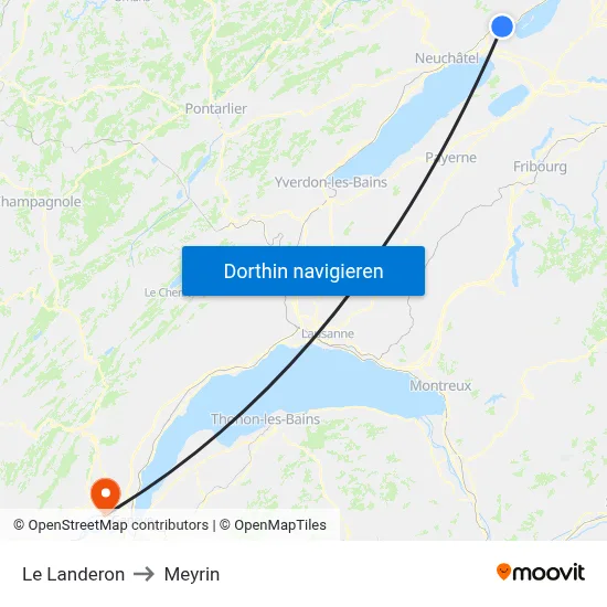 Le Landeron to Meyrin map
