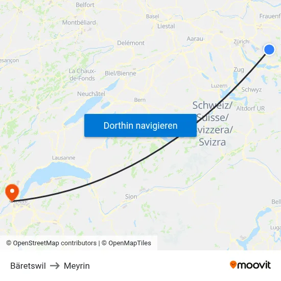 Bäretswil to Meyrin map