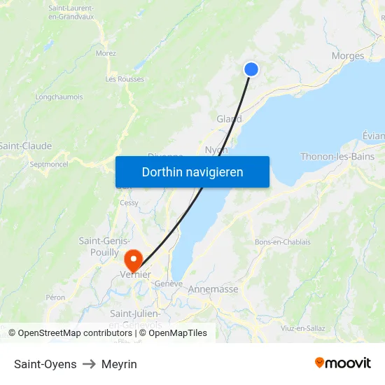 Saint-Oyens to Meyrin map