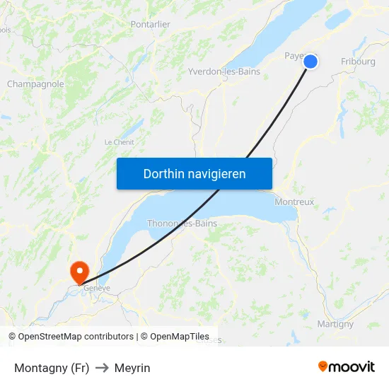 Montagny (Fr) to Meyrin map