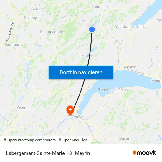 Labergement-Sainte-Marie to Meyrin map