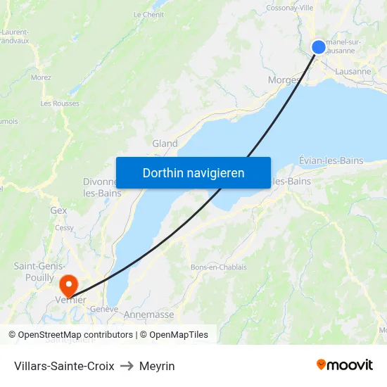 Villars-Sainte-Croix to Meyrin map