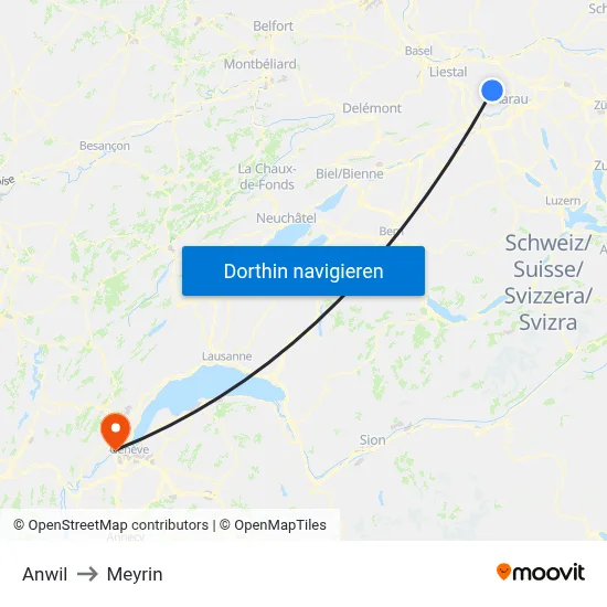 Anwil to Meyrin map