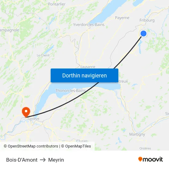 Bois-D’Amont to Meyrin map