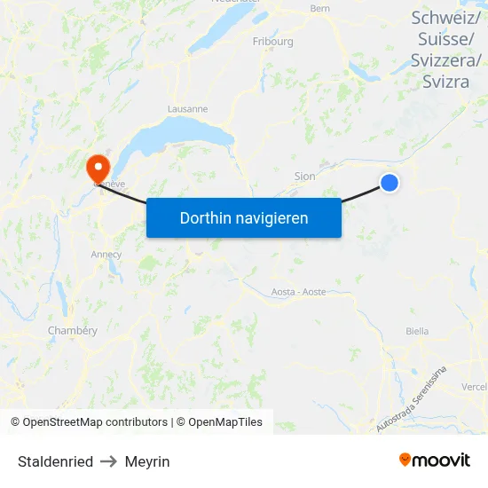 Staldenried to Meyrin map