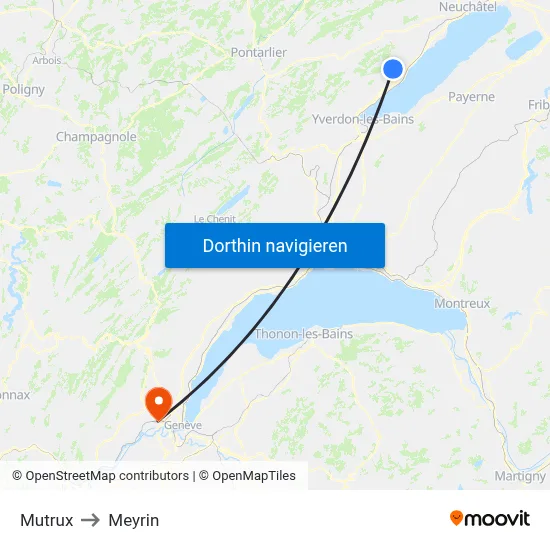 Mutrux to Meyrin map