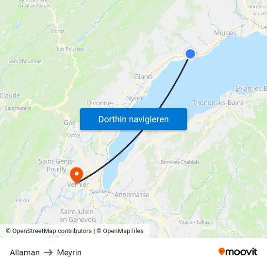 Allaman to Meyrin map