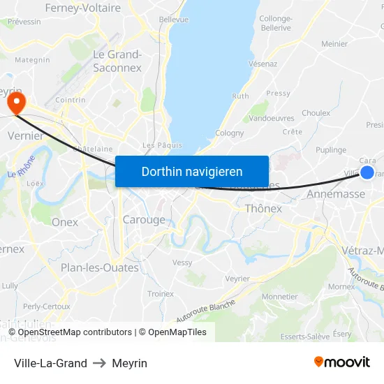 Ville-La-Grand to Meyrin map