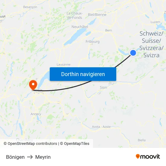 Bönigen to Meyrin map
