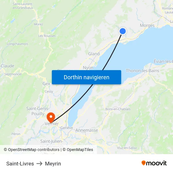 Saint-Livres to Meyrin map