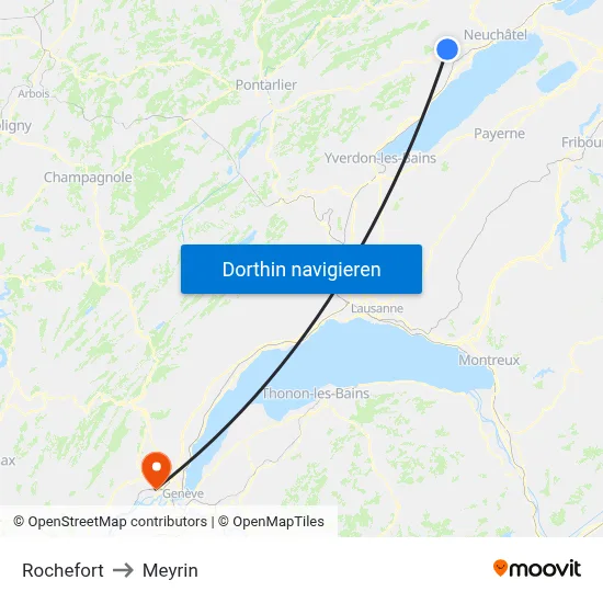 Rochefort to Meyrin map