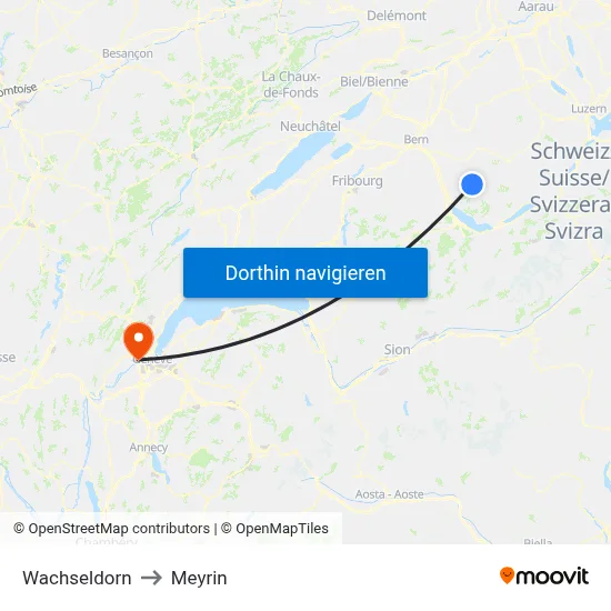 Wachseldorn to Meyrin map