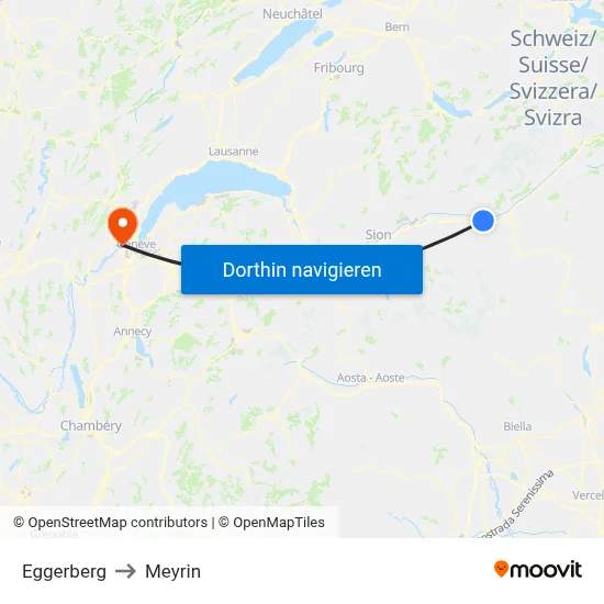 Eggerberg to Meyrin map