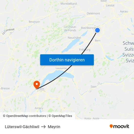 Lüterswil-Gächliwil to Meyrin map