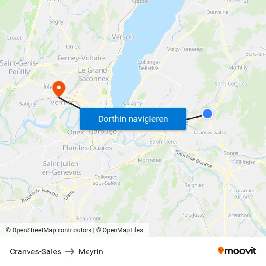 Cranves-Sales to Meyrin map