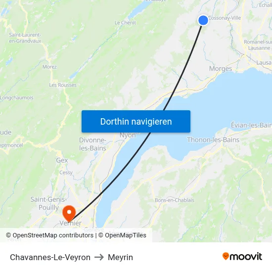 Chavannes-Le-Veyron to Meyrin map