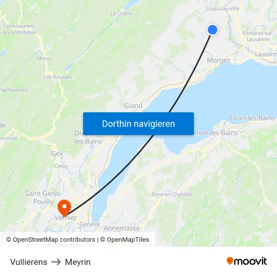 Vullierens to Meyrin map