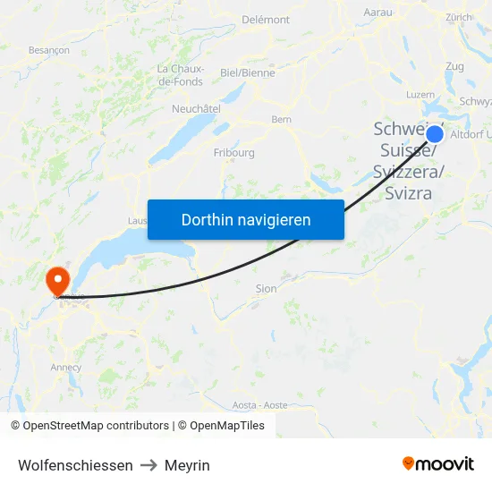 Wolfenschiessen to Meyrin map