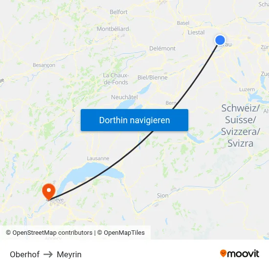 Oberhof to Meyrin map