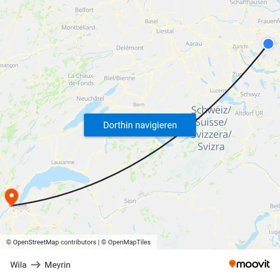 Wila to Meyrin map