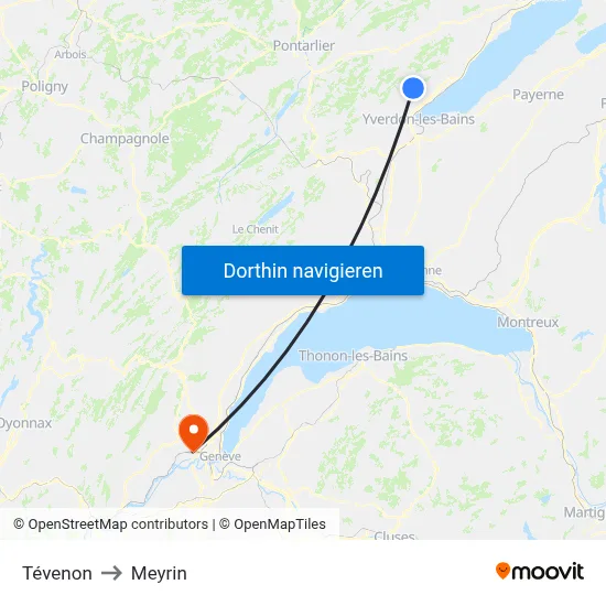 Tévenon to Meyrin map