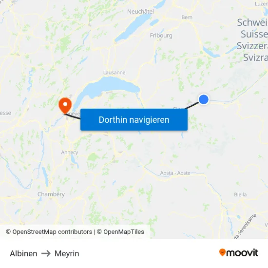 Albinen to Meyrin map