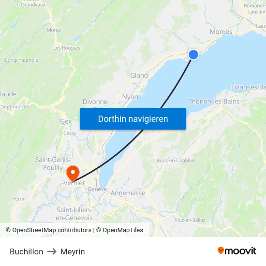 Buchillon to Meyrin map