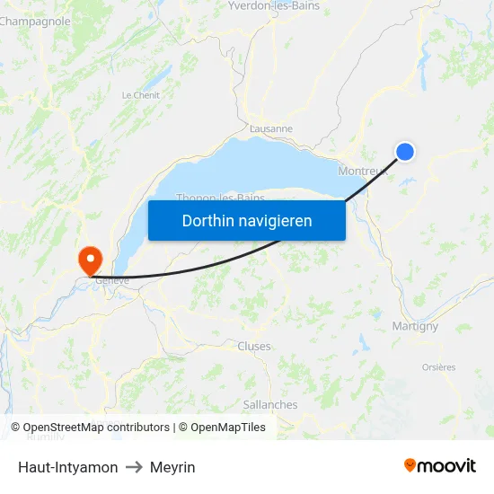Haut-Intyamon to Meyrin map