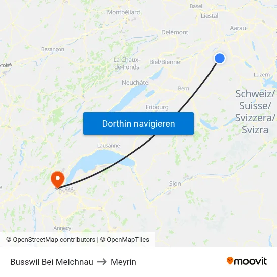 Busswil Bei Melchnau to Meyrin map