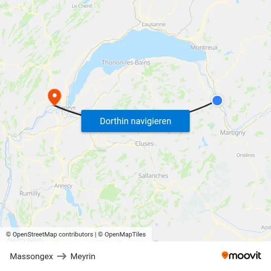 Massongex to Meyrin map