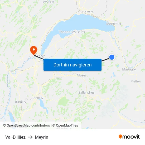 Val-D'Illiez to Meyrin map