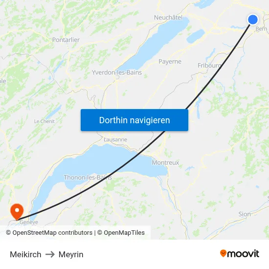Meikirch to Meyrin map