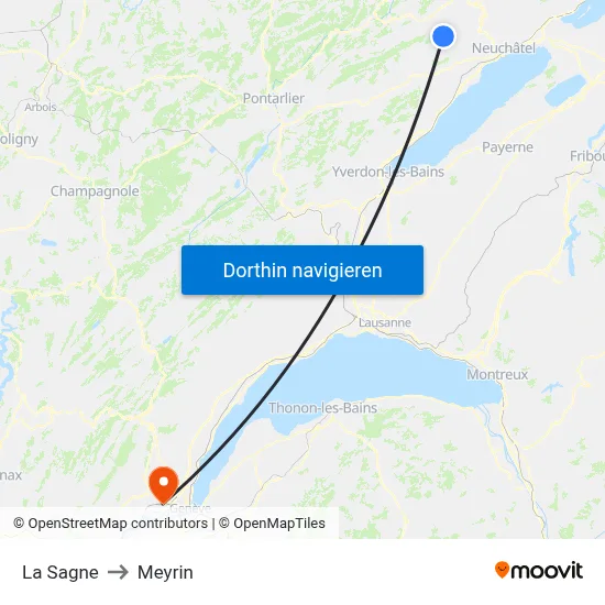 La Sagne to Meyrin map