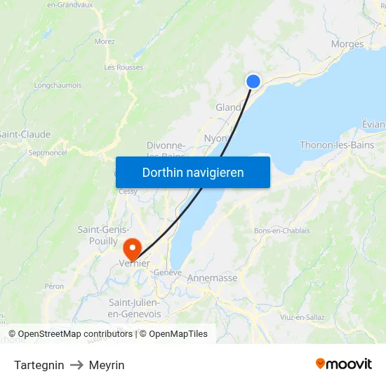 Tartegnin to Meyrin map