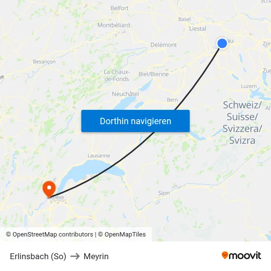 Erlinsbach (So) to Meyrin map