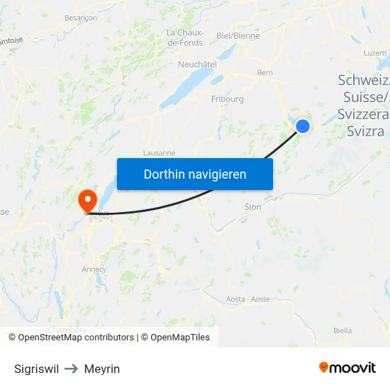 Sigriswil to Meyrin map