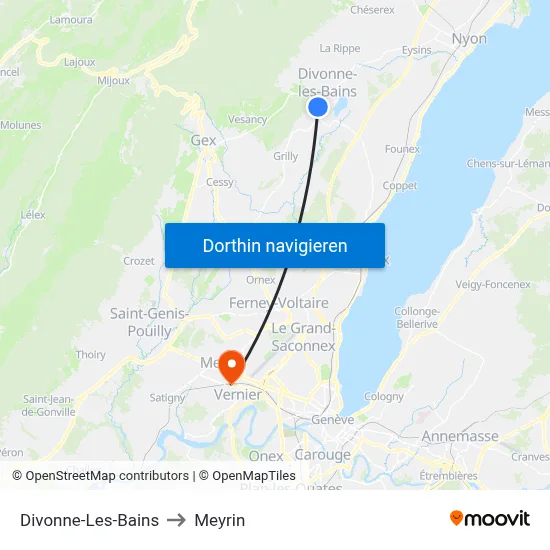 Divonne-Les-Bains to Meyrin map