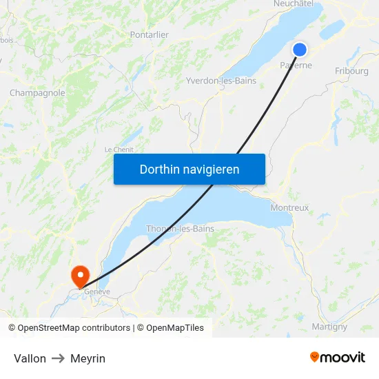 Vallon to Meyrin map