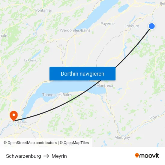 Schwarzenburg to Meyrin map