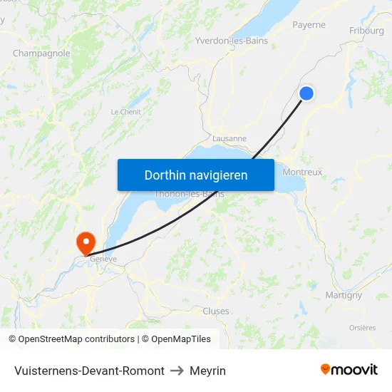Vuisternens-Devant-Romont to Meyrin map