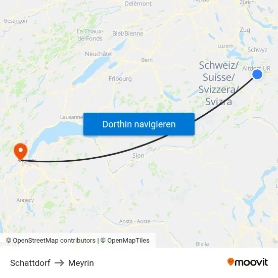 Schattdorf to Meyrin map