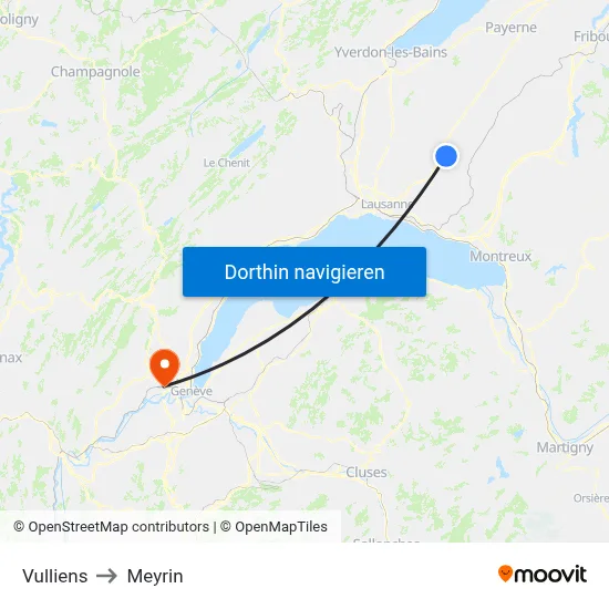 Vulliens to Meyrin map
