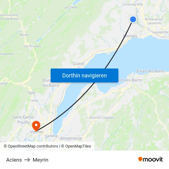 Aclens to Meyrin map