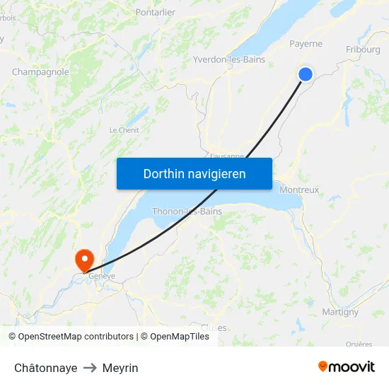 Châtonnaye to Meyrin map